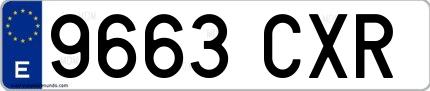 Ejemplo de matrícula española 9663 CXR