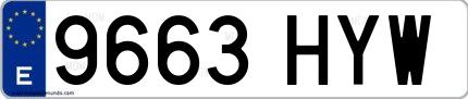 Ejemplo de matrícula española 9663 HYW