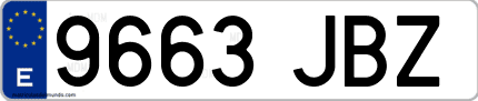 Ejemplo de matrícula de coche ordinaria 9663 JBZ