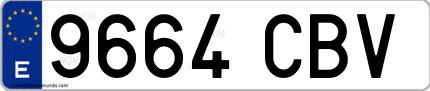 Ejemplo de matrícula española 9664 CBV