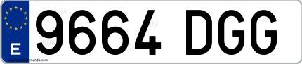 Ejemplo de matrícula española 9664 DGG