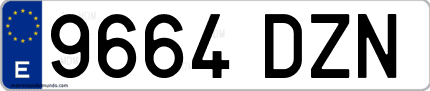 Ejemplo de matrícula de coche ordinaria 9664 DZN