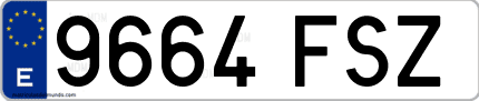 Ejemplo de matrícula de coche ordinaria 9664 FSZ