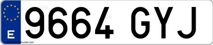 Ejemplo de matrícula española 9664 GYJ