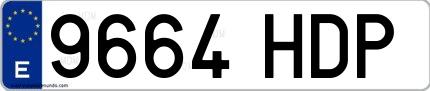 Ejemplo de matrícula española 9664 HDP