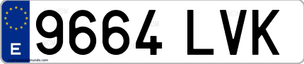 Ejemplo de matrícula de coche ordinaria 9664 LVK