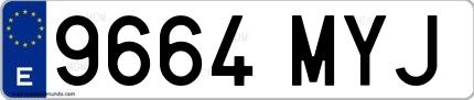 Ejemplo de matrícula de coche ordinaria 9664 MYJ