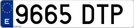 Ejemplo de matrícula de coche ordinaria 9665 DTP
