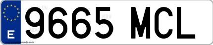 Ejemplo de matrícula española 9665 MCL