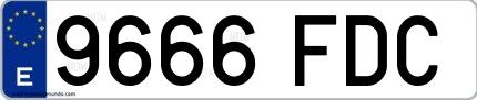 Ejemplo de matrícula española 9666 FDC