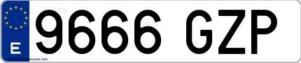 Ejemplo de matrícula española 9666 GZP