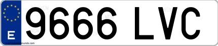 Ejemplo de matrícula española 9666 LVC