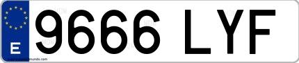 Ejemplo de matrícula española 9666 LYF