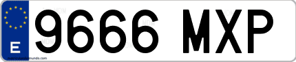 Ejemplo de matrícula de coche ordinaria 9666 MXP