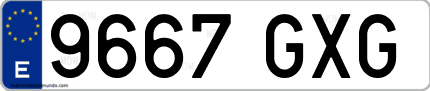 Ejemplo de matrícula de coche ordinaria 9667 GXG