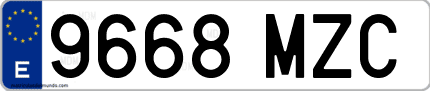 Ejemplo de matrícula de coche ordinaria 9668 MZC