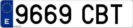 Ejemplo de matrícula española 9669 CBT