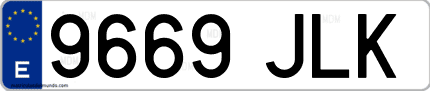 Ejemplo de matrícula de coche ordinaria 9669 JLK