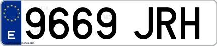 Ejemplo de matrícula española 9669 JRH