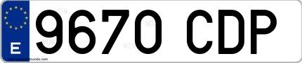 Ejemplo de matrícula española 9670 CDP