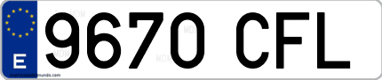 Ejemplo de matrícula de coche ordinaria 9670 CFL