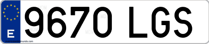 Ejemplo de matrícula de coche ordinaria 9670 LGS