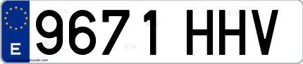 Ejemplo de matrícula de coche ordinaria 9671 HHV