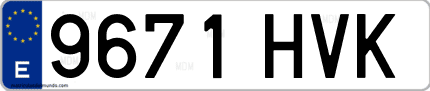 Ejemplo de matrícula de coche ordinaria 9671 HVK