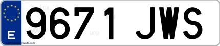 Ejemplo de matrícula española 9671 JWS