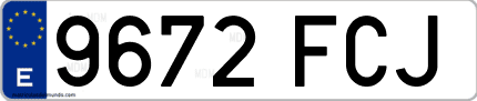 Ejemplo de matrícula de coche ordinaria 9672 FCJ