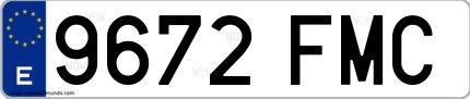 Ejemplo de matrícula española 9672 FMC