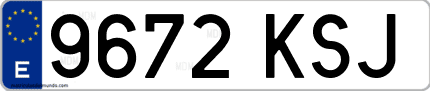 Ejemplo de matrícula de coche ordinaria 9672 KSJ