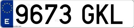 Ejemplo de matrícula española 9673 GKL