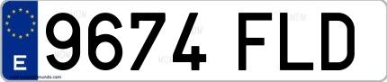 Ejemplo de matrícula de coche ordinaria 9674 FLD
