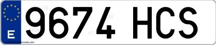 Ejemplo de matrícula de coche ordinaria 9674 HCS