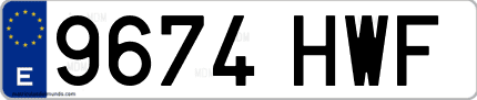Ejemplo de matrícula de coche ordinaria 9674 HWF