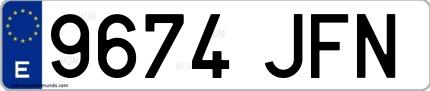 Ejemplo de matrícula española 9674 JFN