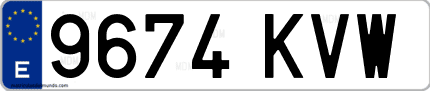 Ejemplo de matrícula de coche ordinaria 9674 KVW