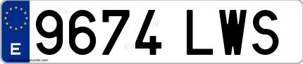 Ejemplo de matrícula de coche ordinaria 9674 LWS