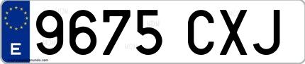 Ejemplo de matrícula española 9675 CXJ