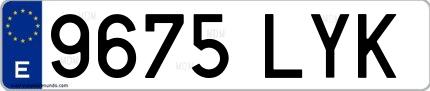 Ejemplo de matrícula española 9675 LYK
