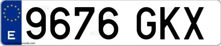 Ejemplo de matrícula española 9676 GKX