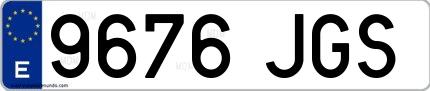 Ejemplo de matrícula española 9676 JGS