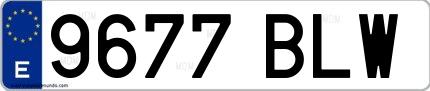 Ejemplo de matrícula española 9677 BLW