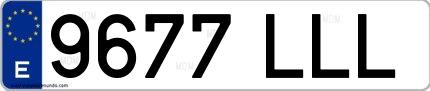 Ejemplo de matrícula española 9677 LLL