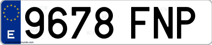Ejemplo de matrícula de coche ordinaria 9678 FNP