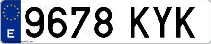 Ejemplo de matrícula española 9678 KYK