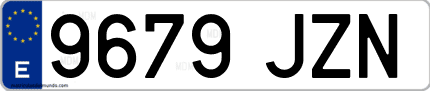 Ejemplo de matrícula de coche ordinaria 9679 JZN