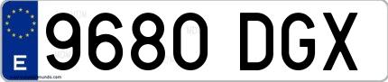 Ejemplo de matrícula de coche ordinaria 9680 DGX