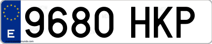 Ejemplo de matrícula de coche ordinaria 9680 HKP